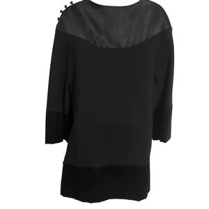 Vtg Mark Heister Black Satin Trim‎ Minimalist Tunic Top Blouse Made in USA XS